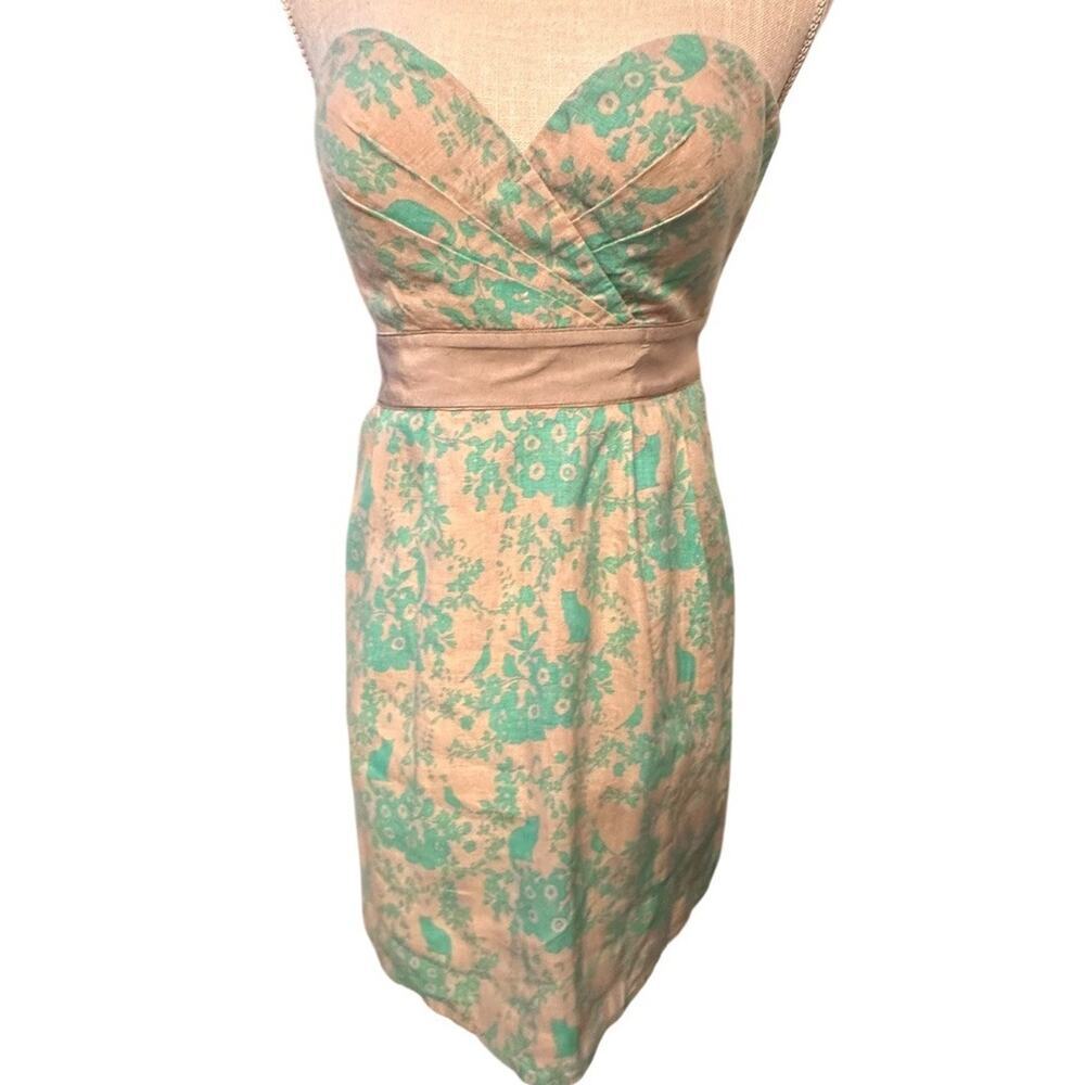 Paul & Joe Sister Babycat Strapless Linen Mini Dress Sz 36 US 4 EUC